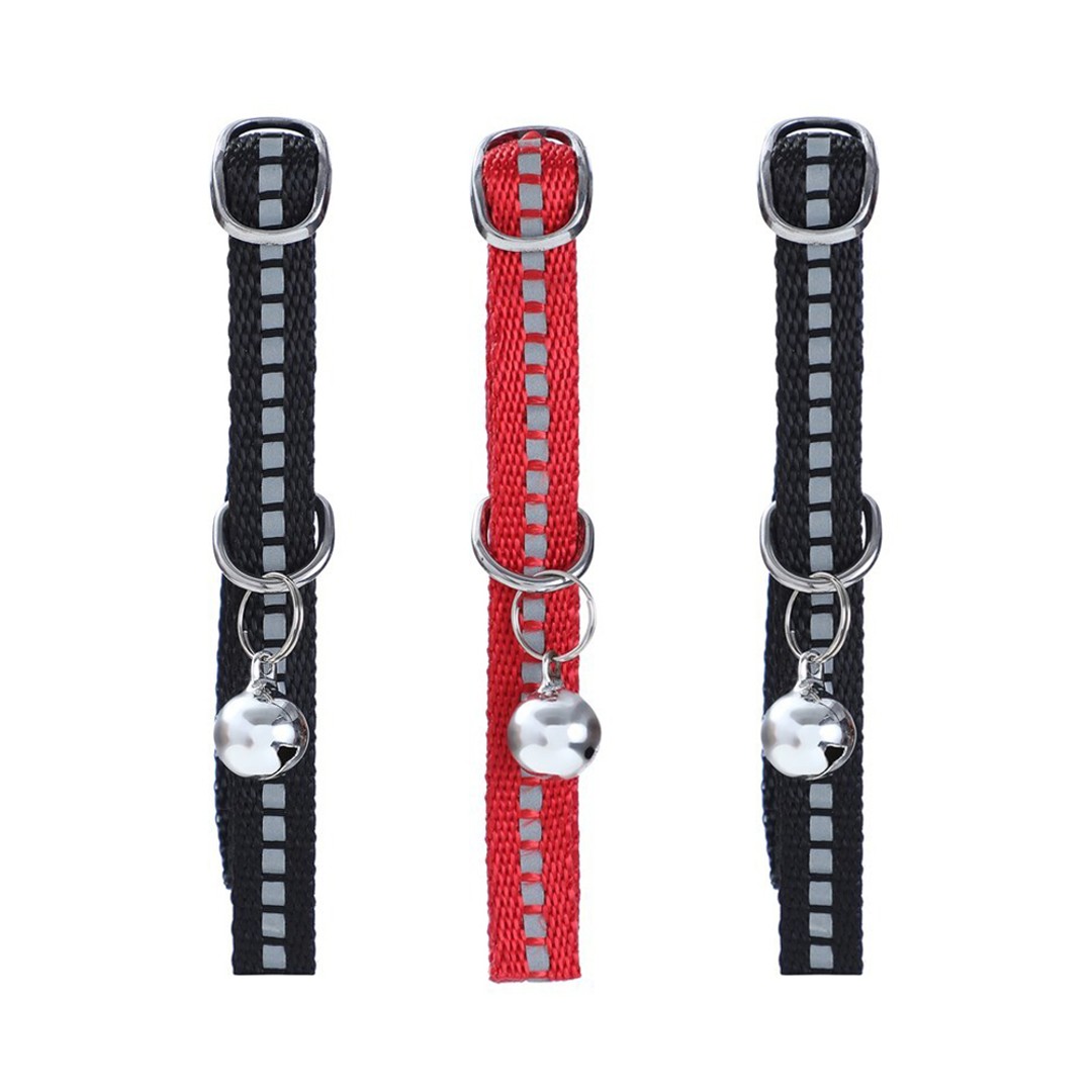 3x Paws & Claws Pet/Cat Reflective 35x1cm Neck Collar Breakaway Nylon Adstd