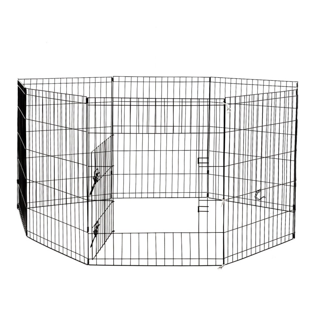 4Paws Metal Wire 8 Panels Foldable Pet Secure Playpen/Fence 76x61cm Black