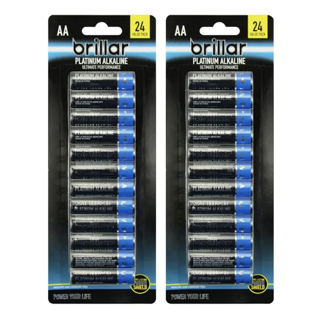 48x Brillar Multi-Pack Premium Long Lasting Battery Alkaline Aa Batteries Blue