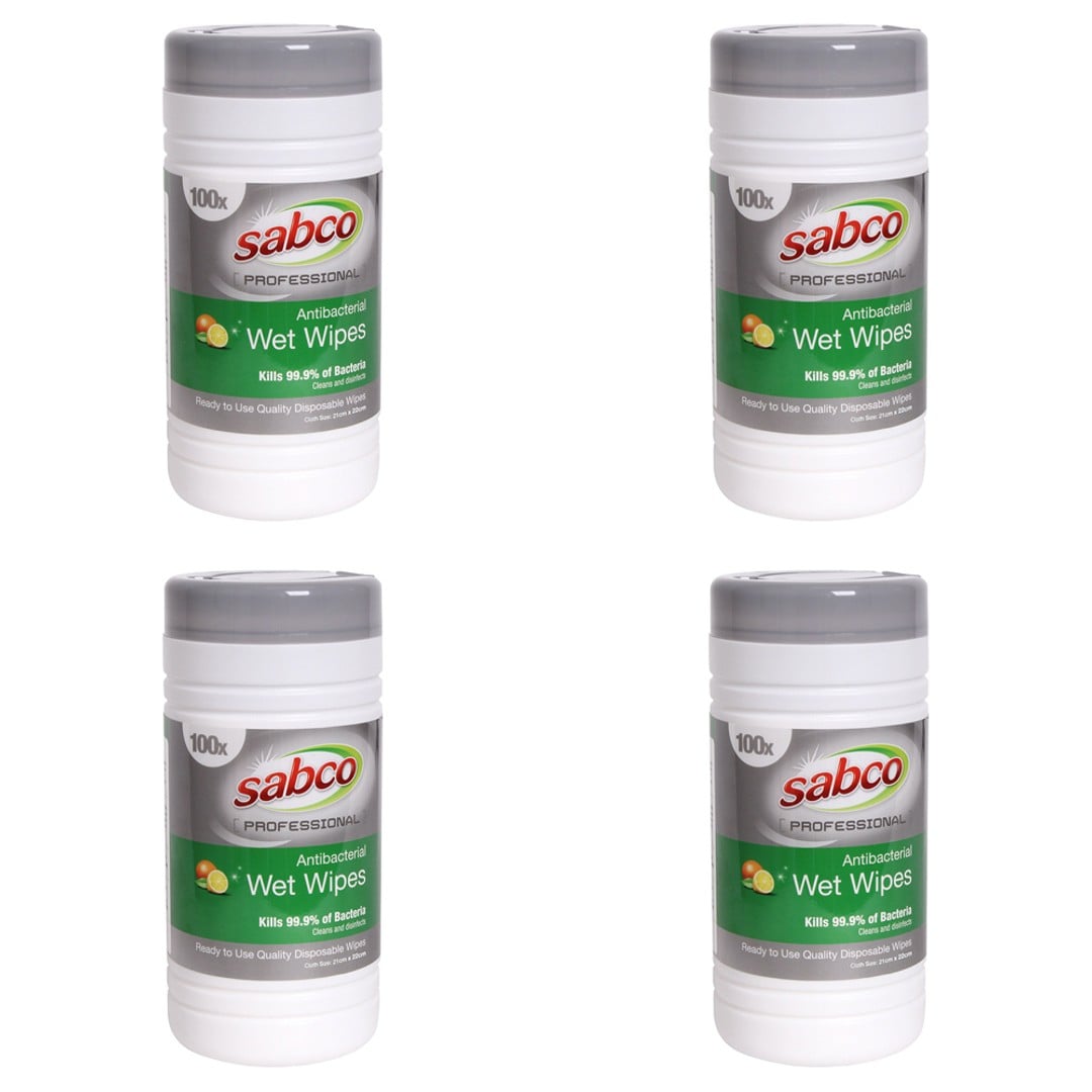 400pc Sabco Professional 21x22cm Antibacterial Wet Wipes Disposable Disinfectant