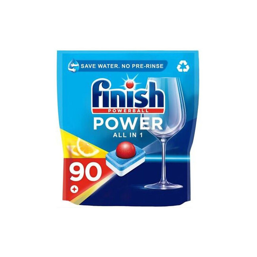 90pc Finish Powerball All in 1 Dishwwasher Tablets Grease Remover Lemon Scent