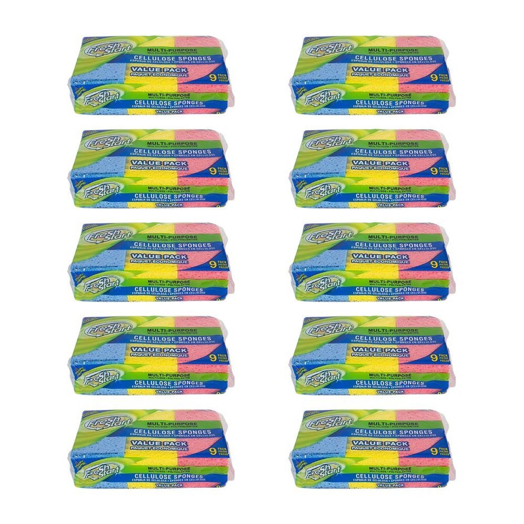 10x 9pc Fresh Start Multipurpose Cleaning Cellulose Sponge Value Pack