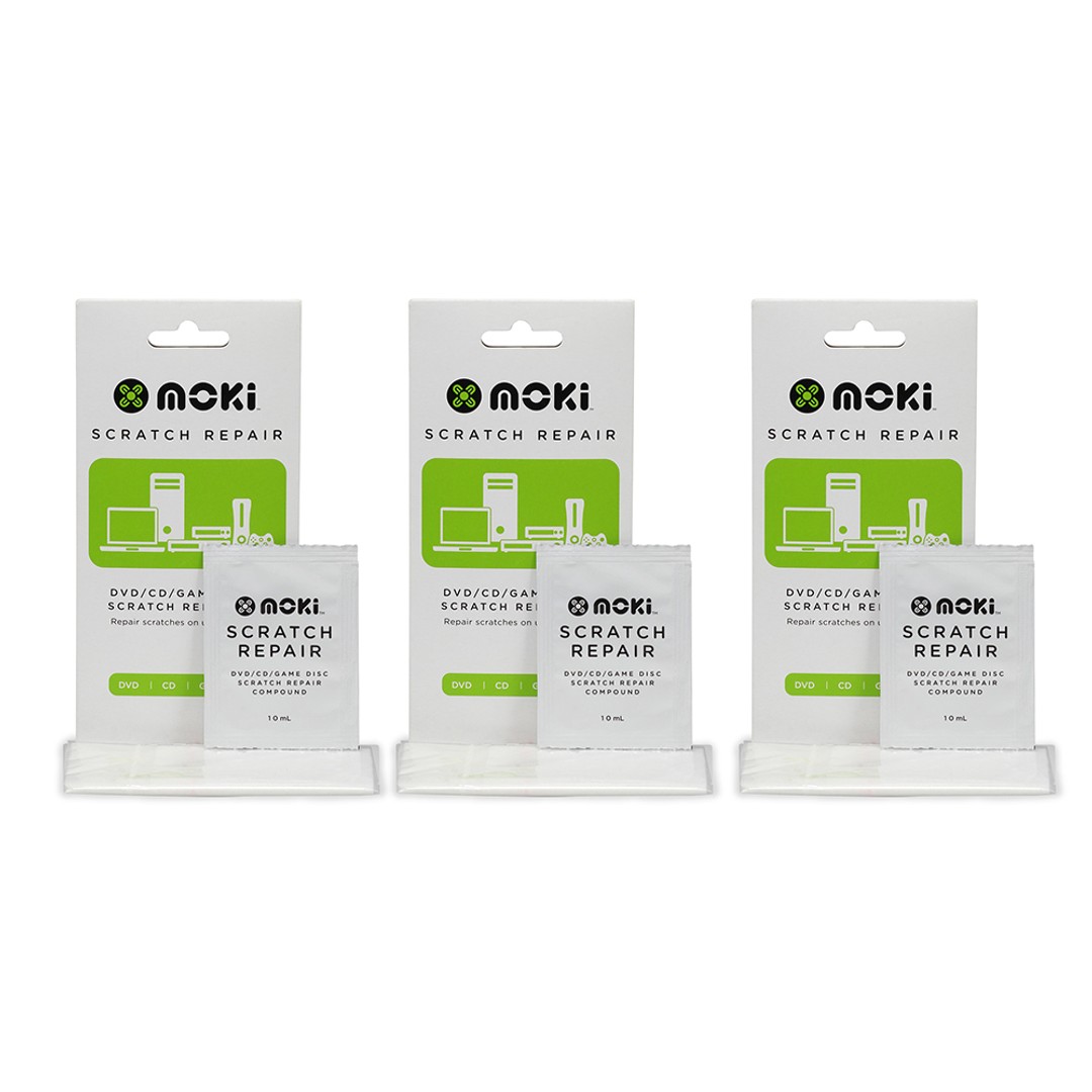 3x Moki DVD/CD Game Disc Scratch Repair Kit with 10ml Compound Polish