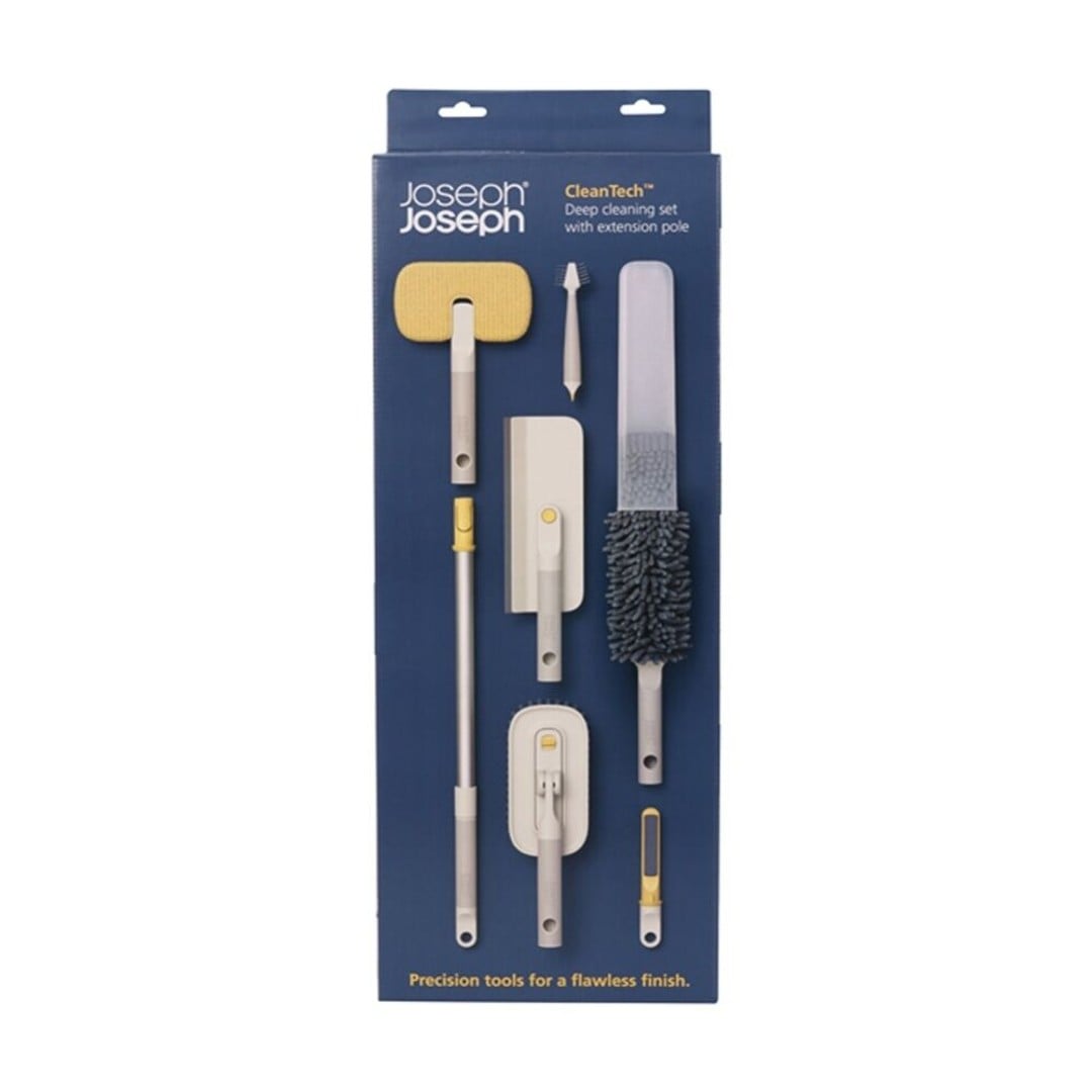 6pc Joseph CleanTech Deep Cleaning Set W/ Tools & Extension Pole Stone