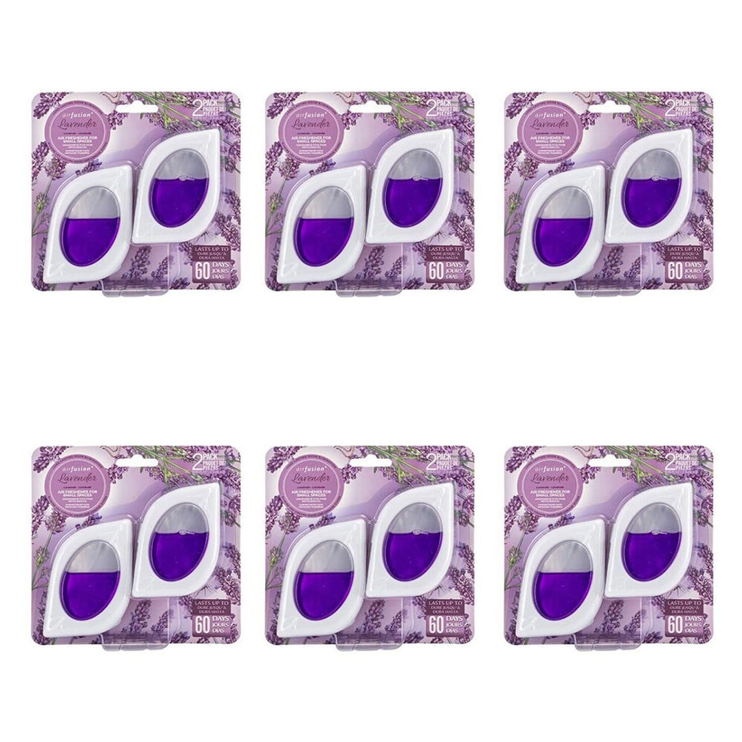 6x 2pc Air Fusion Car Vent Clip Air Freshener Odour Eliminator 7.5ml Lavender