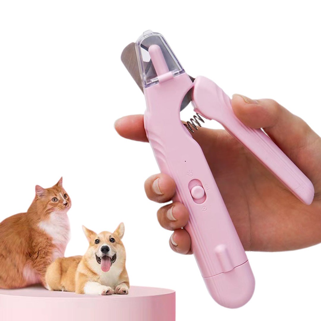 2-in-1 Pet Nail Grinder with LED Lights USB Rechargeable Dog Nail Clippers Cats Claw Trimmer Pink