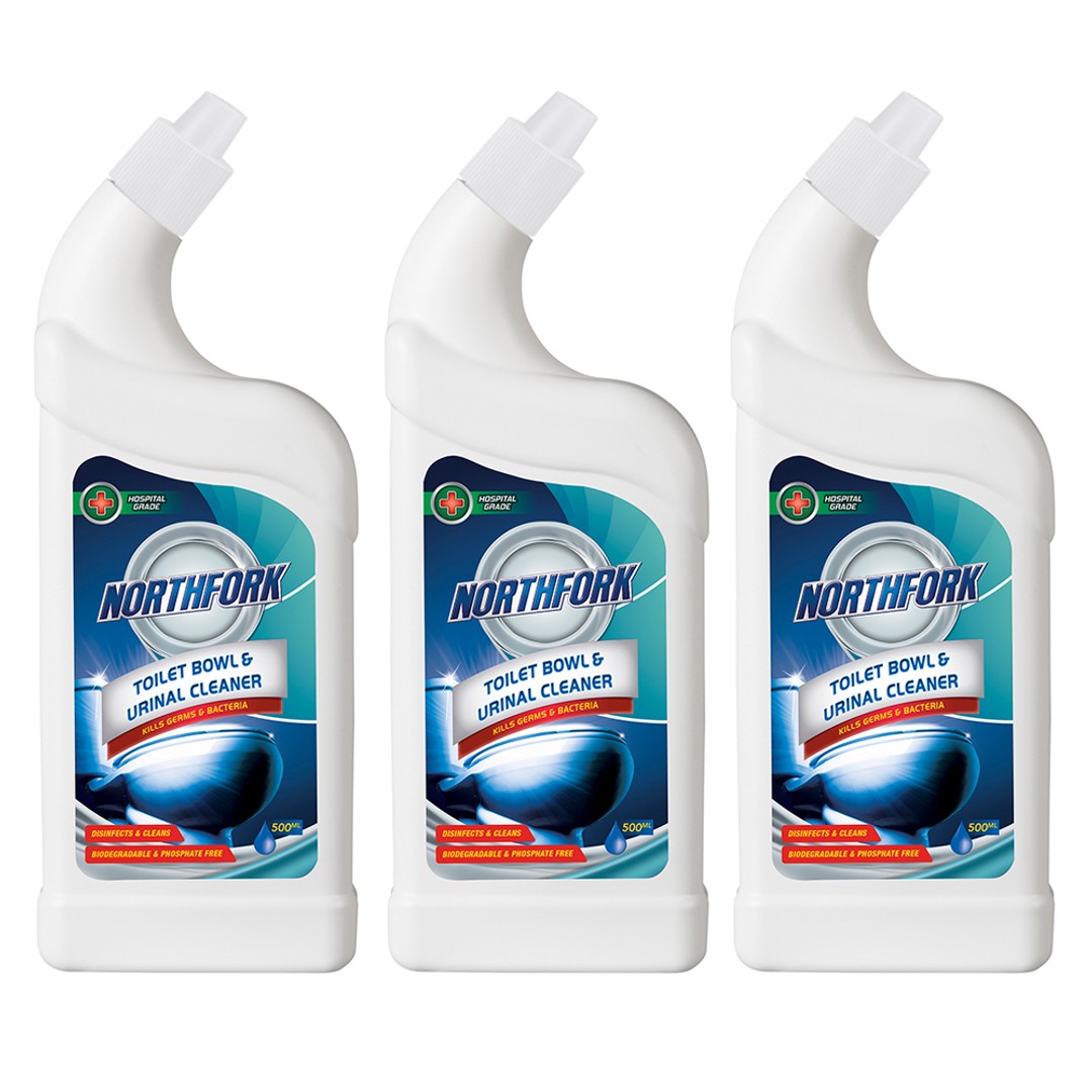 3x Northfork 500ml Bathroom Toilet Bowl/Urinal Sanitiser/Disinfectant Cleaner