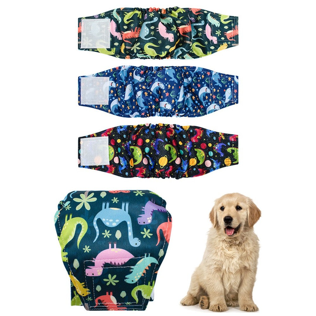 3Pcs Male Dog Diapers High Absorbing Dog Belly Bands for Male Dogs-Dark