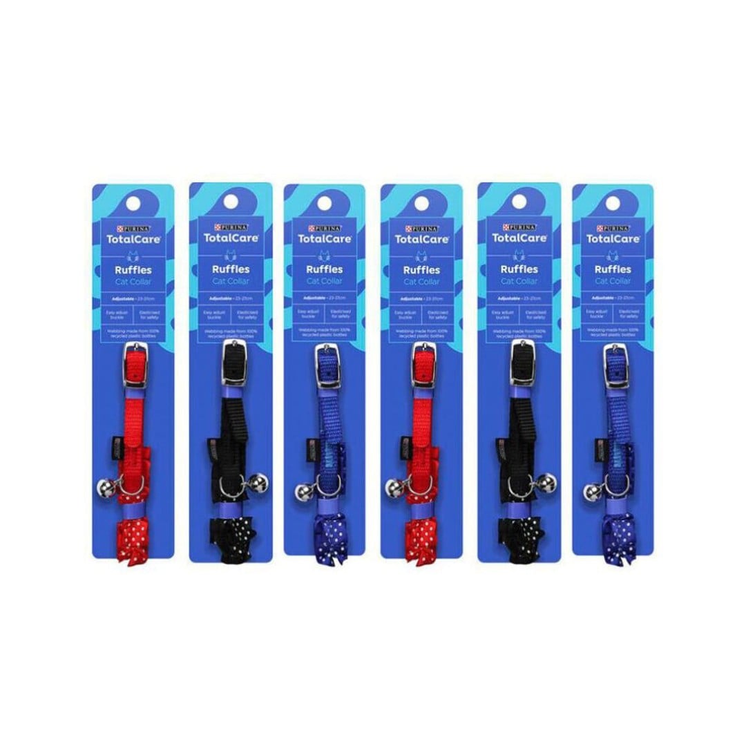 6PK Purina Total Care High-Visibility Cat Collar Assorted Adjustable Neck Strap