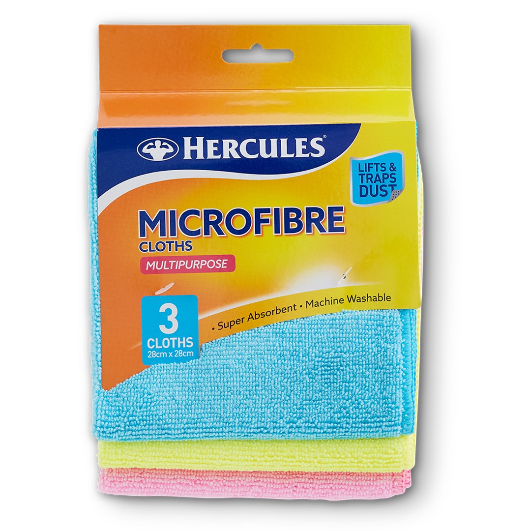 3pc Hercules Multipurpose Microfibre Clothes Soft Cleaning Drying Washable Cloth
