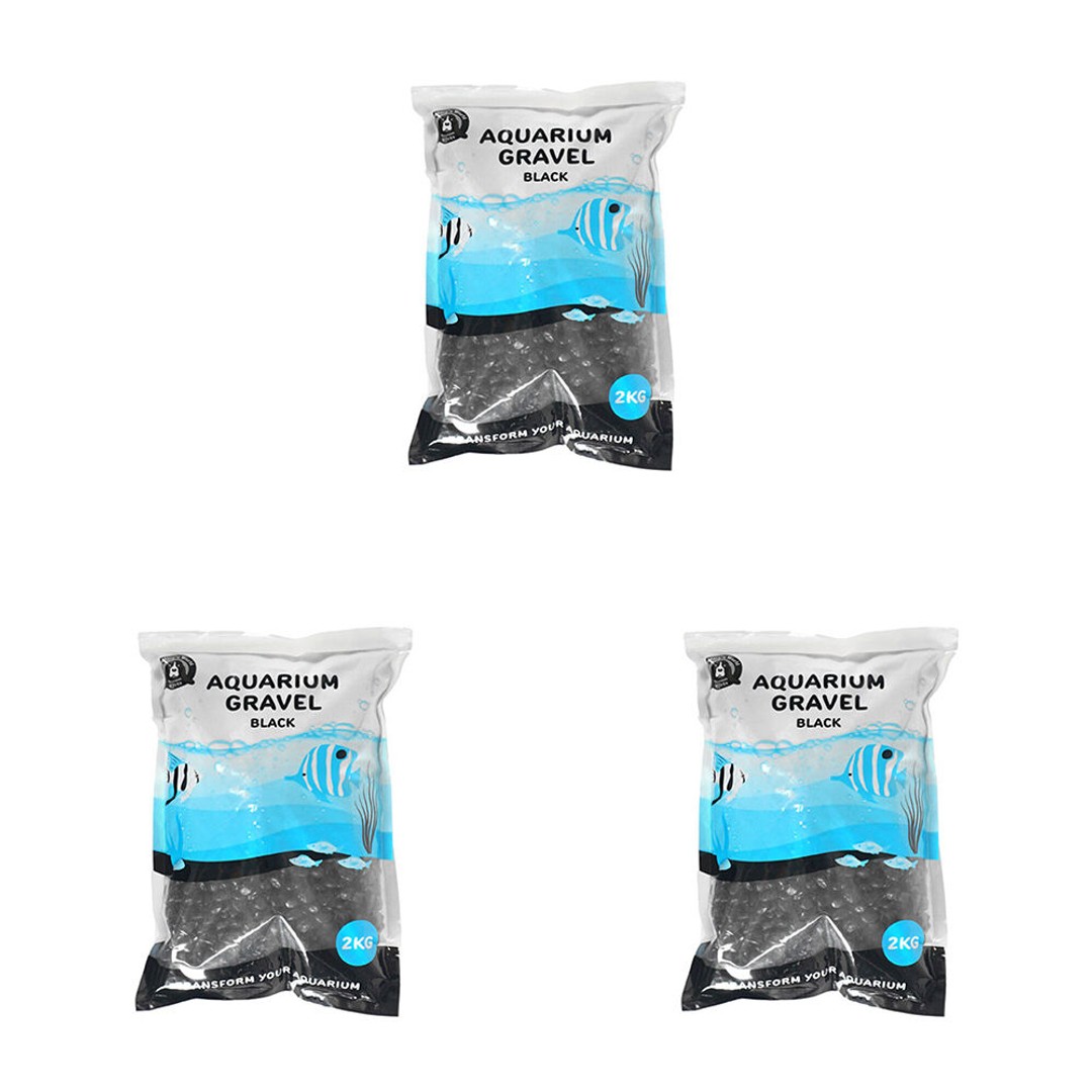 3PK Dudley's World Of Pets Aquarium/Fish Tank Gravel 2kg Decorative Gravel Black