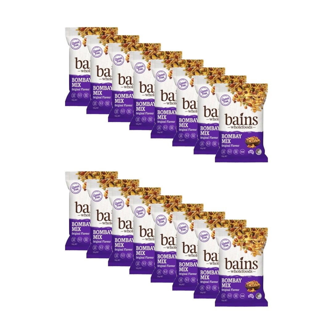 16PK Bains Wholefoods Chickpea Bombay Mix Original Flavoured Snack 100g