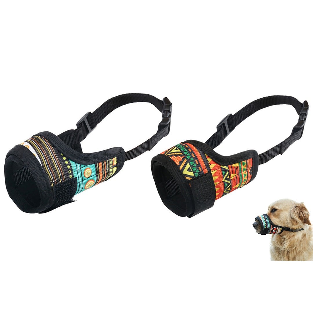 2Pcs Dog Muzzle Air Mesh Breathable Muzzle To Anti Prevent Biting Barking Chewing-Green And Orange