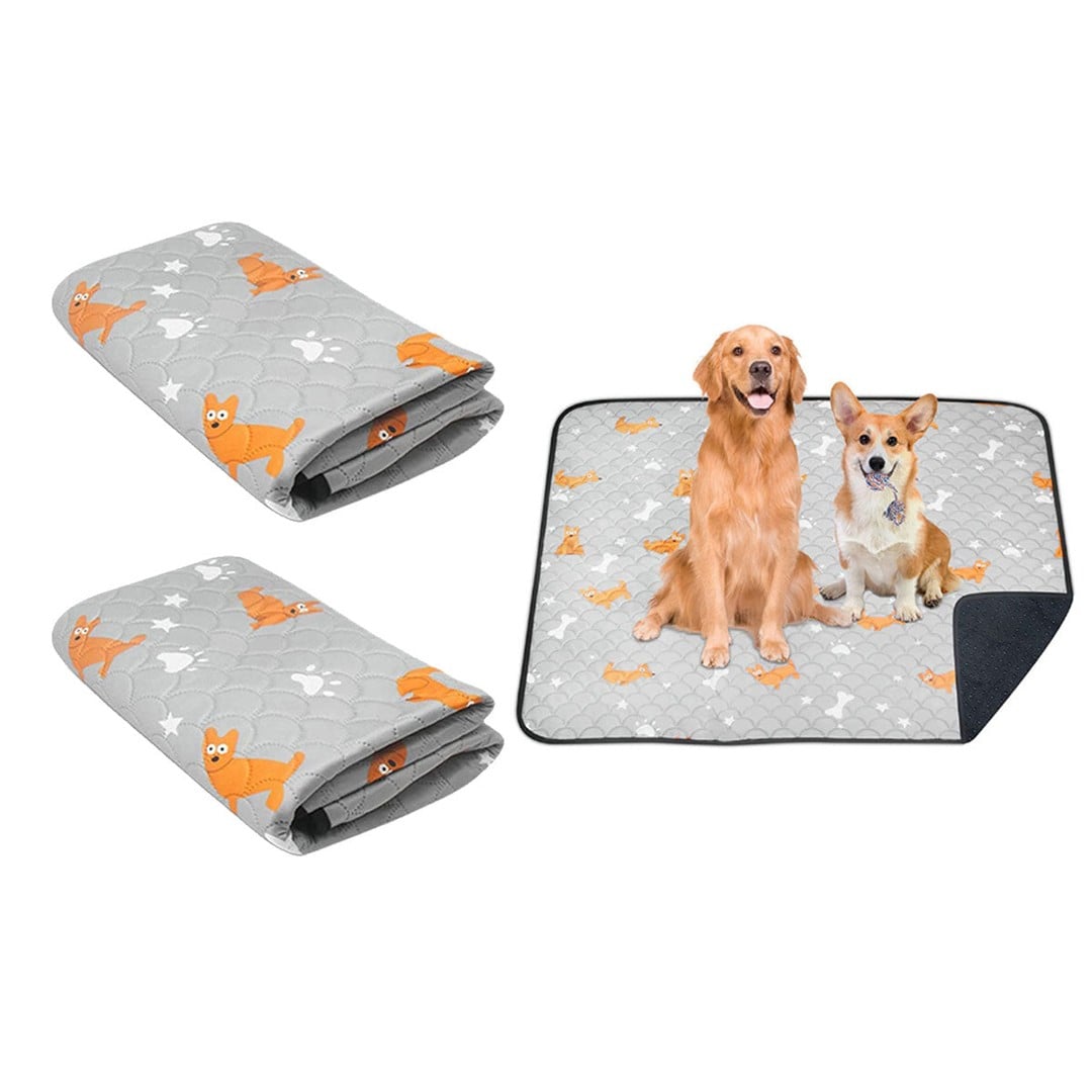2Pcs Washable Pet Dog Training Pee Pad Reusable Absorbent Cushion Pet Pee Mat-Light Gray