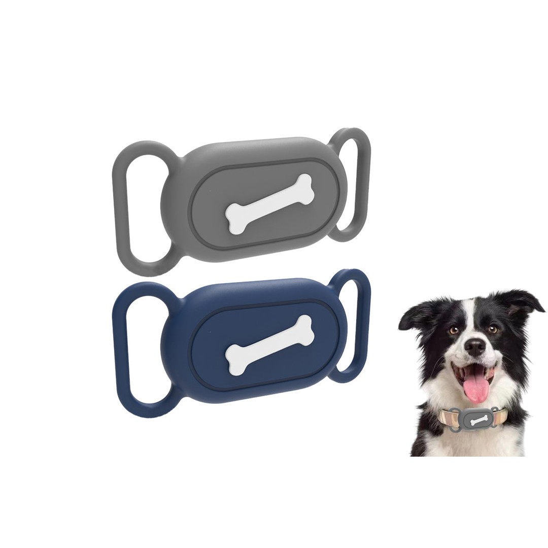 2PCS Silicone Pet Collar Holder Water Resistant Pet Collar Case for Samsung Galaxy SmartTag 2-Bone