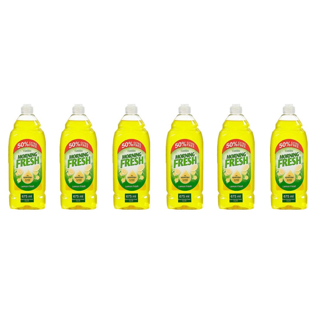 6PK Morning Fresh Antibacterial Dishwashing Liquid 675ml Lemon Fresh Yellow