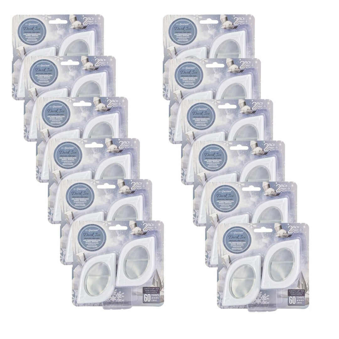12x 2pc Air Fusion Car Vent Clip Air Freshener Odour Eliminator 7.5ml Black Ice