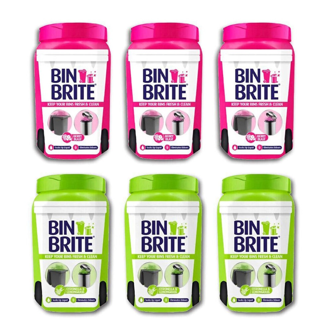 6PK Bin Brite Waste Trash Can Odour Neutraliser Assorted 500g Scented