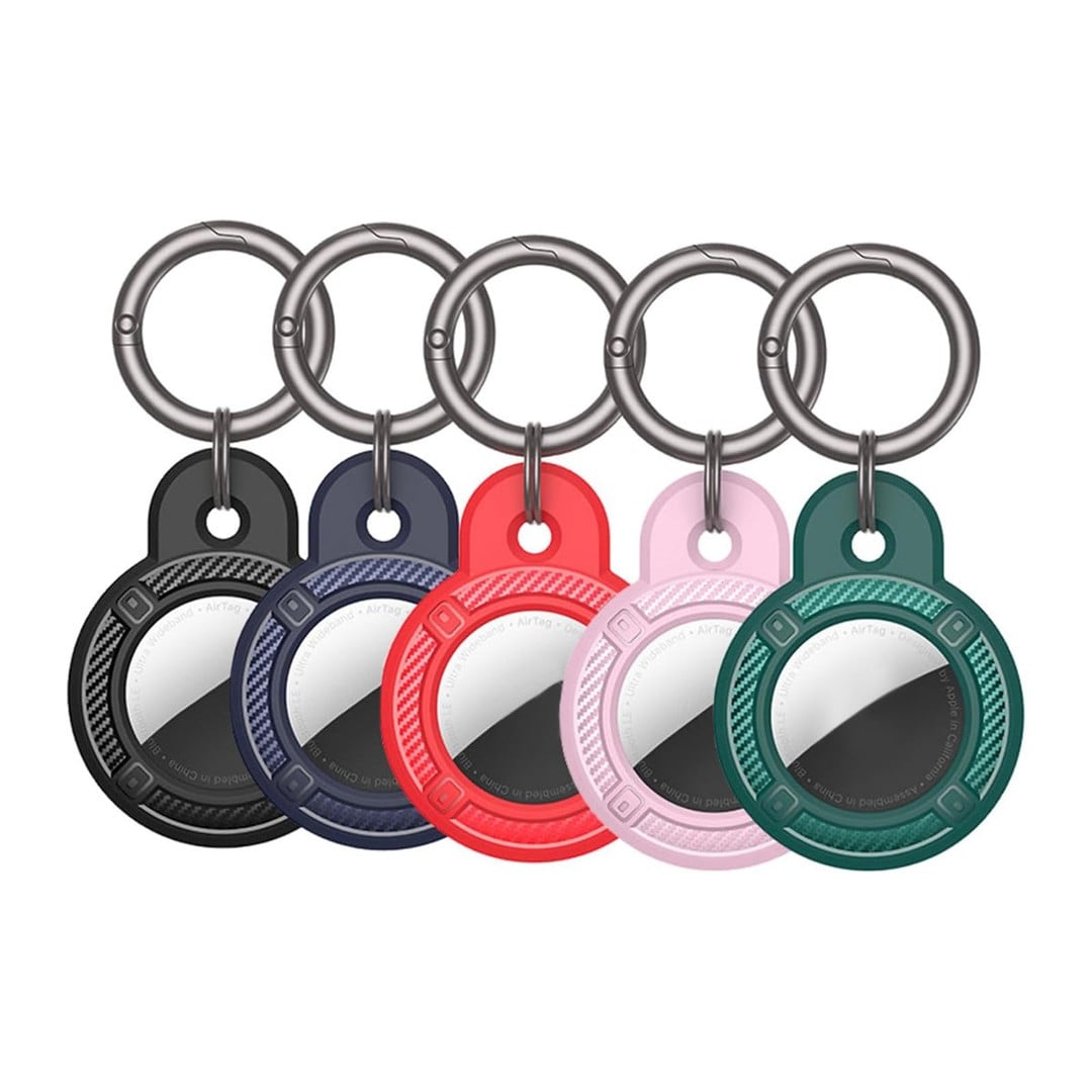 5Pcs For Air Tags Holder Compatible with Find My Item Finder Locator for Pets Keys Bags -Black and Navy and Dark Green and Red and Pink