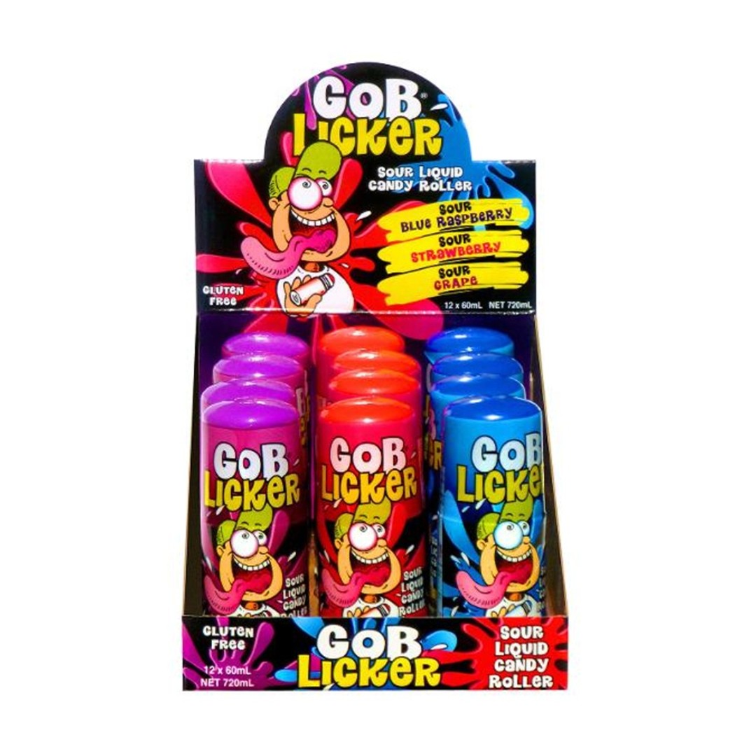 12PK Gob Licker Sour 60ml Fruit Flavour Lollies/Gummies - Assorted