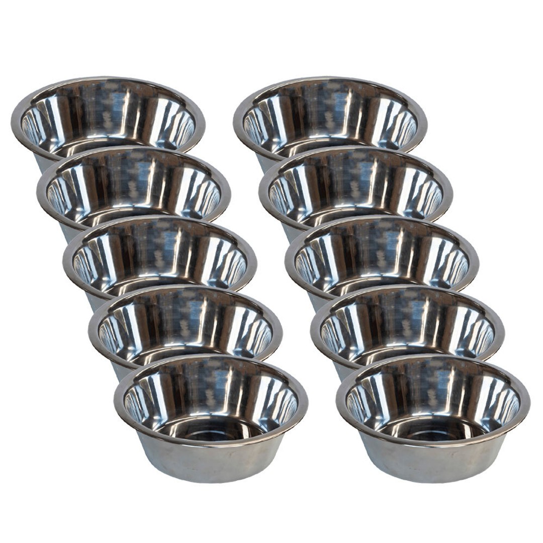 10x Superior Pet Essentials Economy Food-Grade Stainless Steel Dog Bowl 284ml