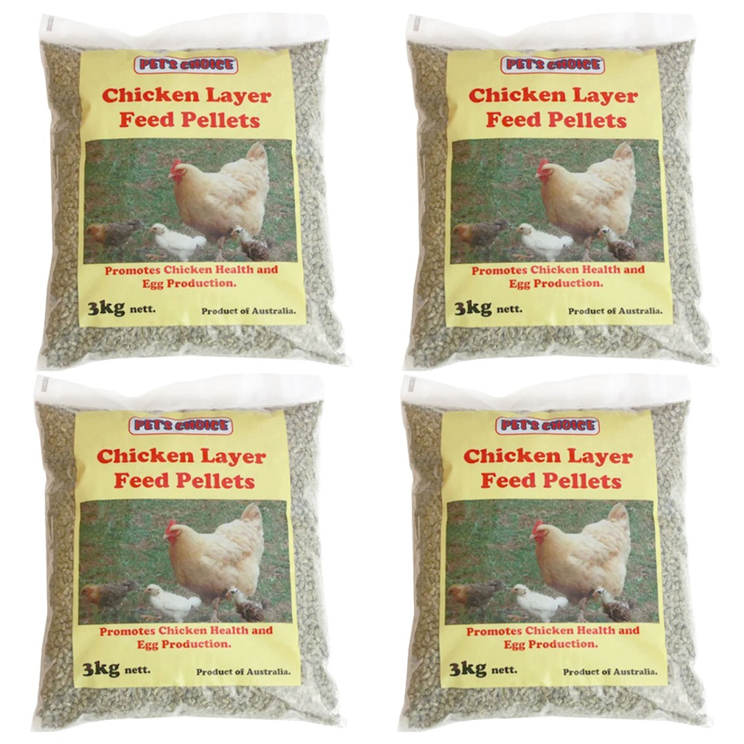 4PK Pets Choice Chicken Layer Feeding Pellets Animal Food 3kg 34x28x8cm