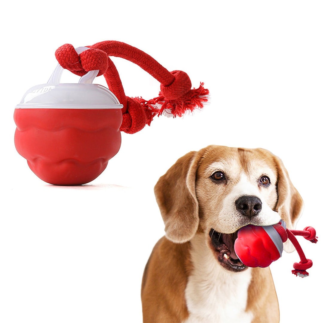 3-Mode Pet Interactive Toys Squeaky Auto Rolling Ball Dog Toy Red