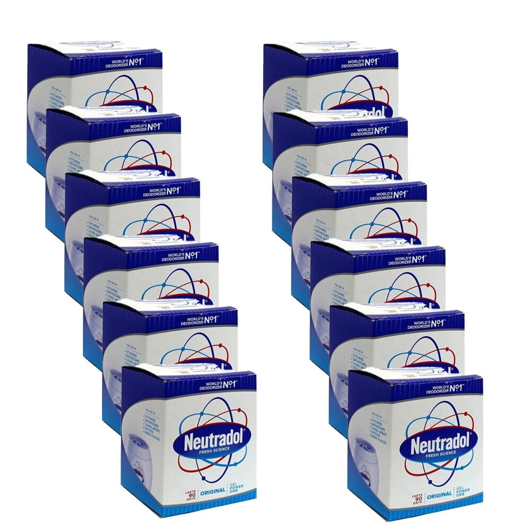 12PK Neutradol Gel Power Orb Odour Deodoriser Gel Air Freshener 140g Original