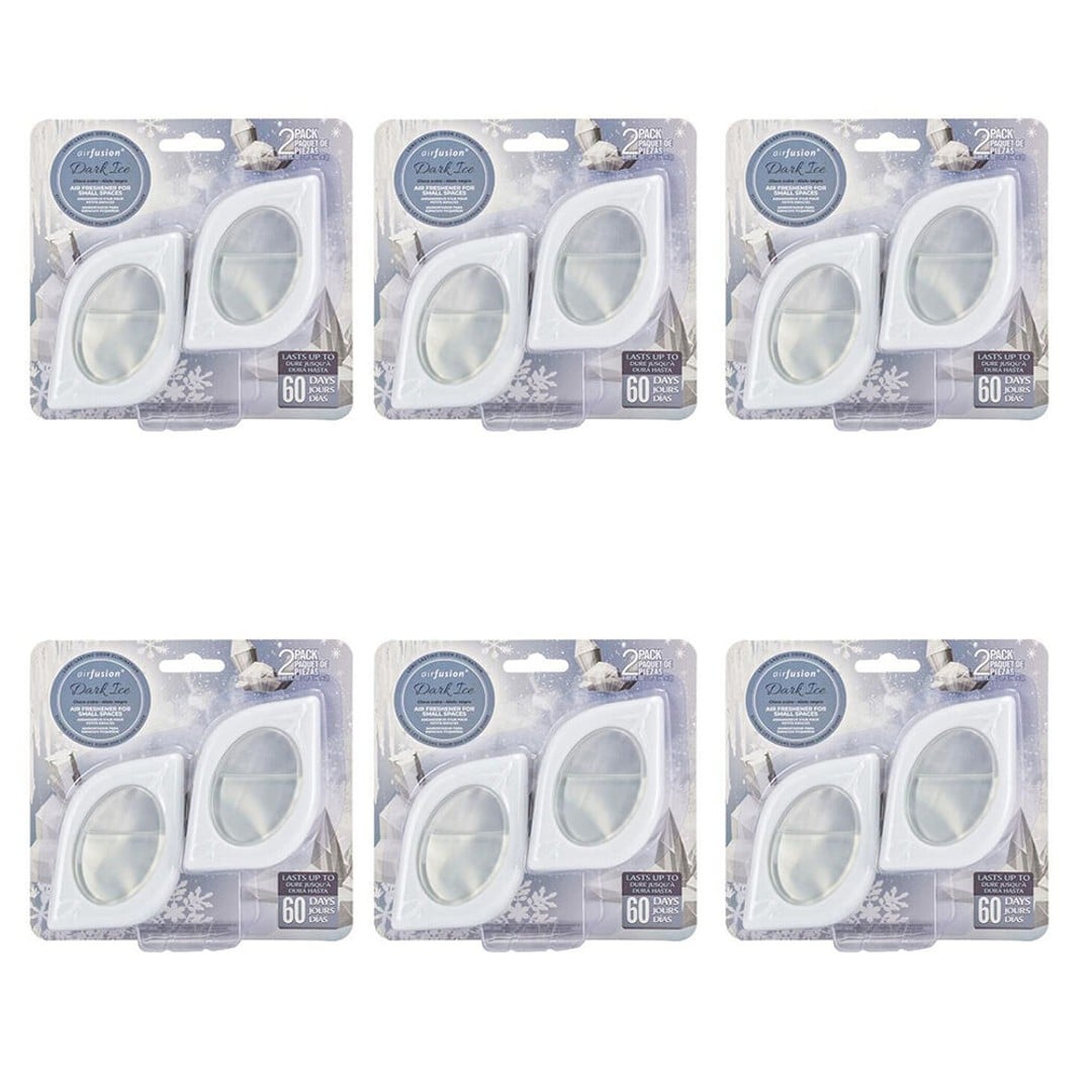 6x 2pc Air Fusion Car Vent Clip Air Freshener Odour Eliminator 7.5ml Black Ice