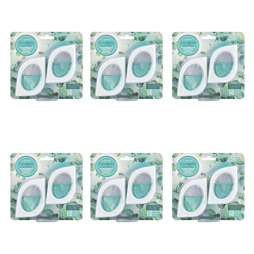 6x 2pc Air Fusion Car Vent Clip Air Freshener Odour Eliminator 7.5ml Eucalyptus