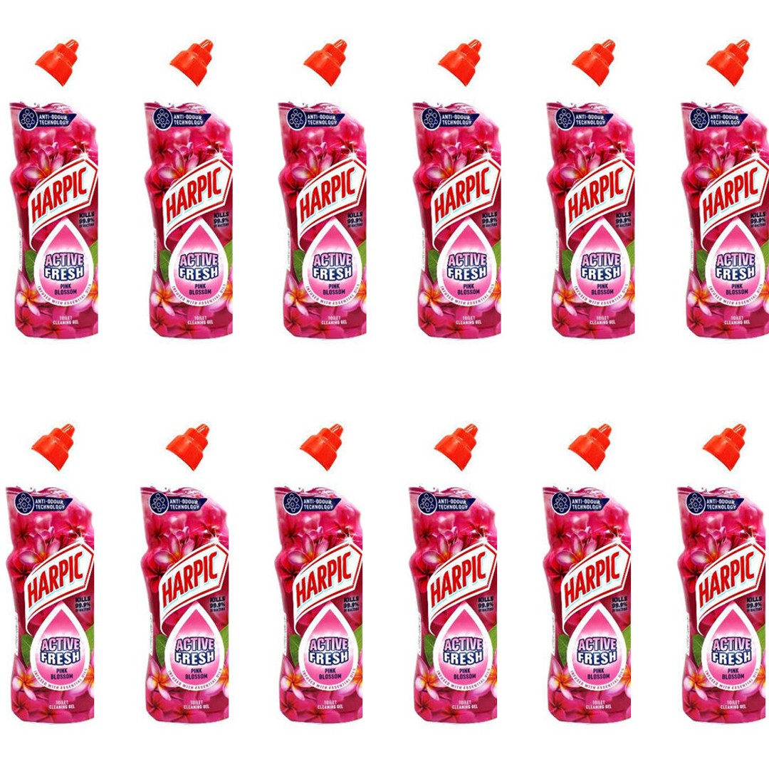 12PK Harpic Active Liquid Gel Toilet Bowl/Bathroom Cleaner 750ml Pink Blossom