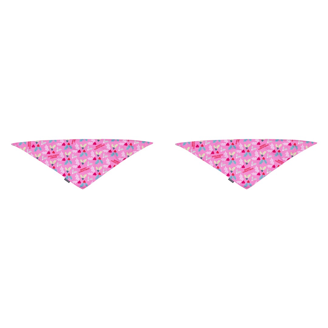2x Splosh Christmas Holly Pet/Animal Dog Cotton Bandana Neck Collar 70x25cm Pink