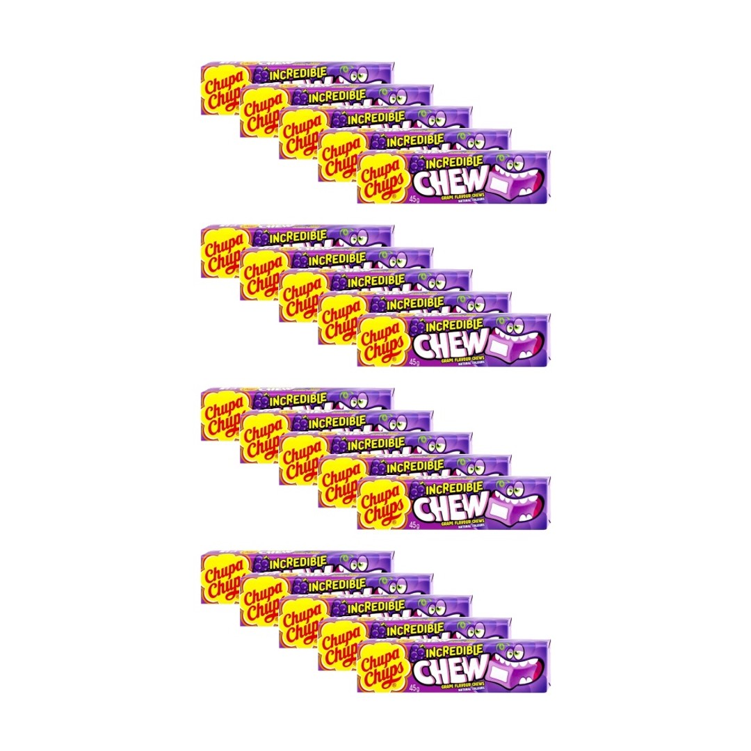 20PK Chupa Chups Incredible Chew Grape 45g Party Favours Candy/Lollies/Gummies