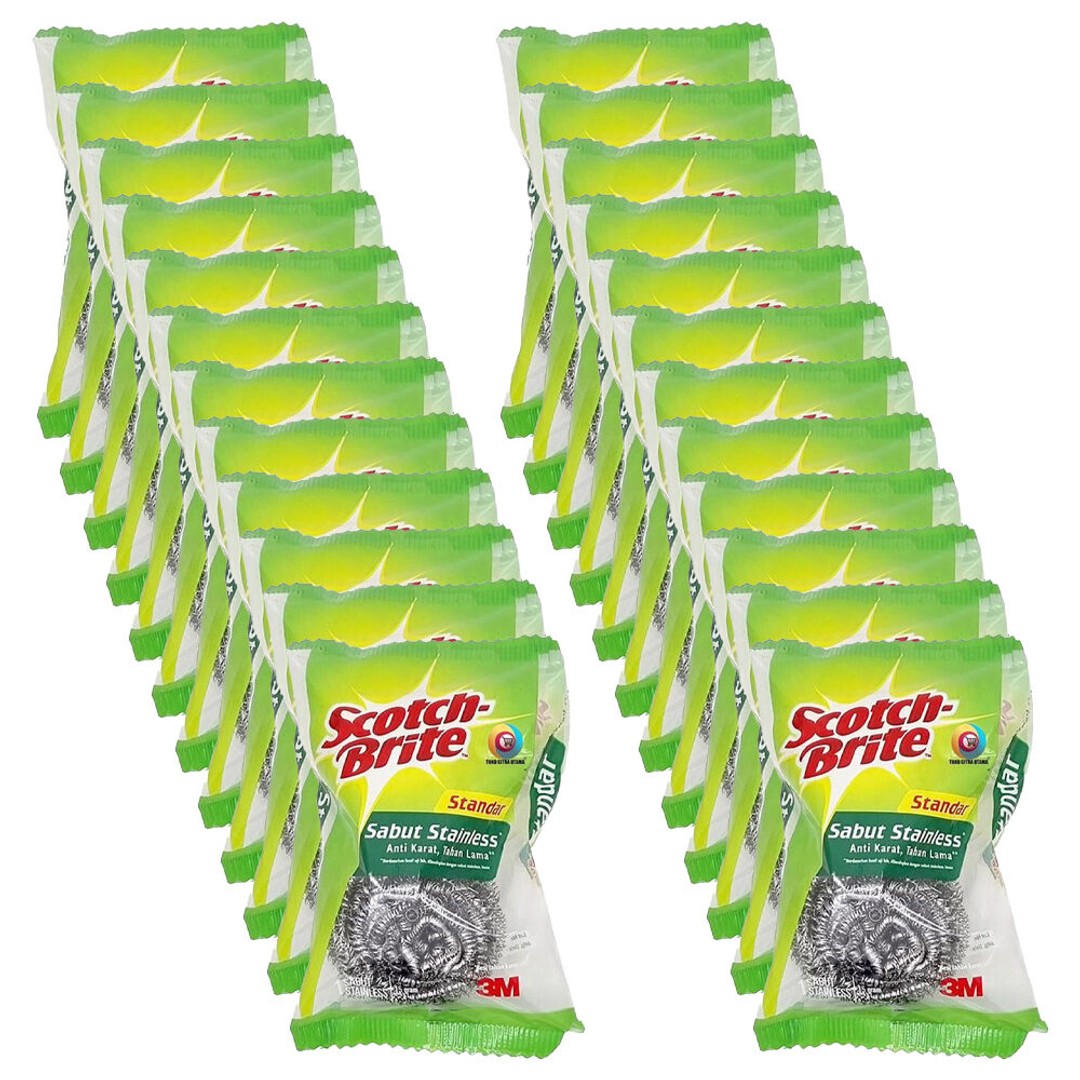 24PK Scotch Brite Stainless Steel Scrubbing Pad Durable Heavy Duty Cleaning Tool