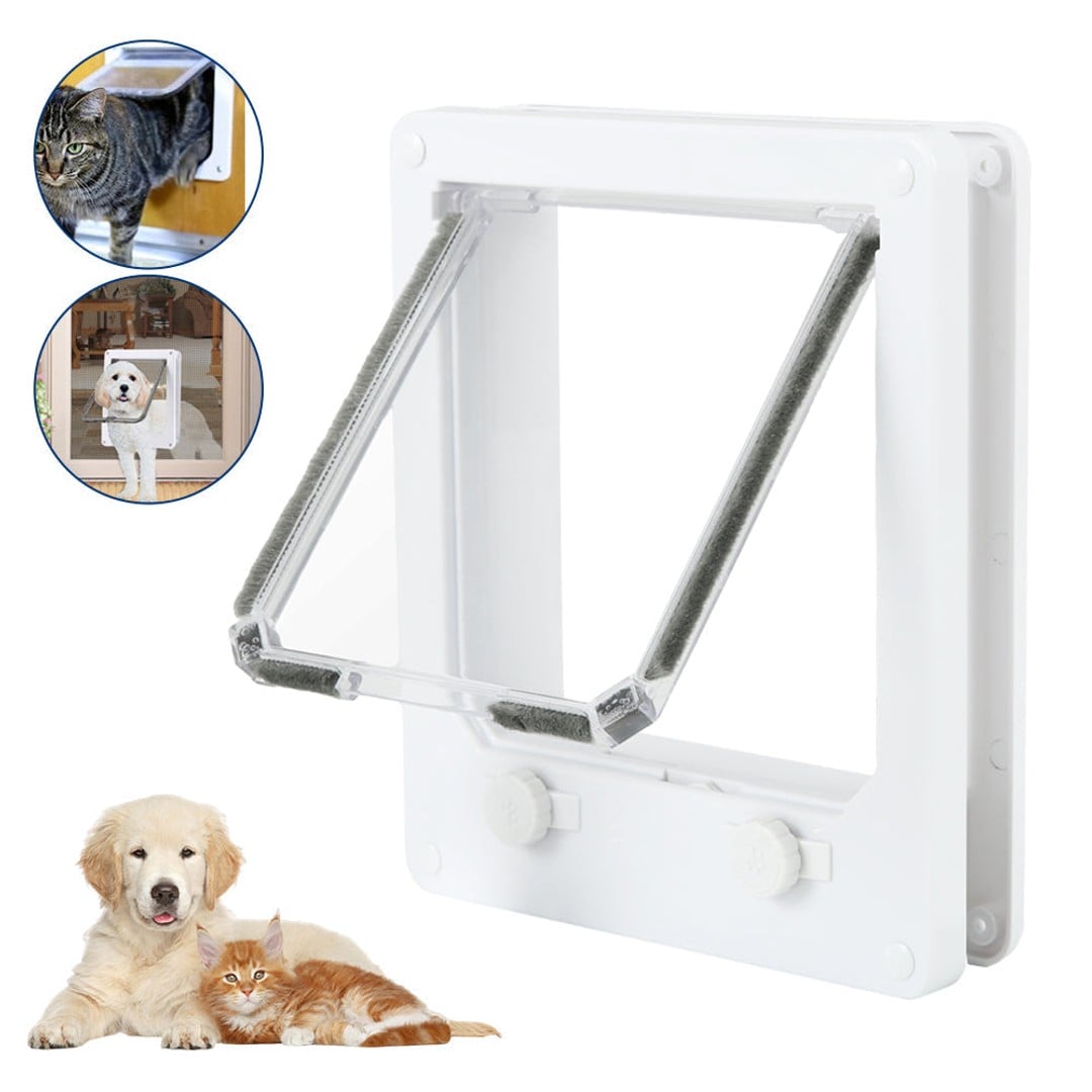 4-Way Safe Lockable Pet Screen Door Small Dog Cat Flap Pet Door