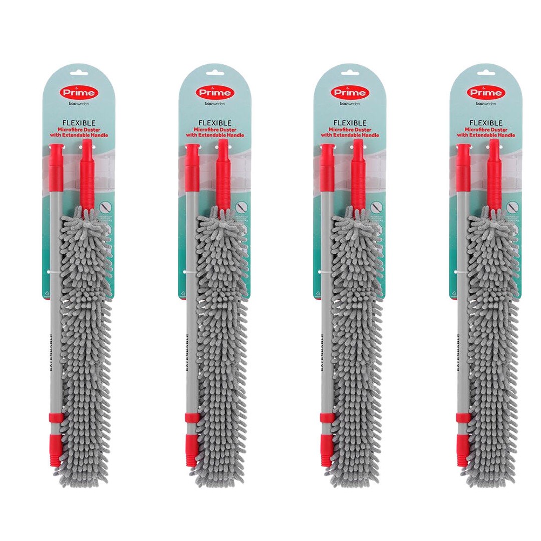 4PK Boxsweden Prime Flexible Microfibre Duster W/ Extendable Handle Asstd