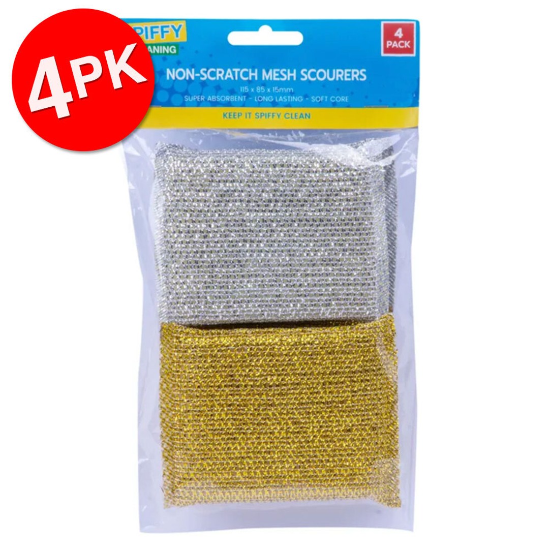 4x 4PK Spiffy 11cm Mesh Dishwashing Scourers Sponge Super Absorbent Scrub