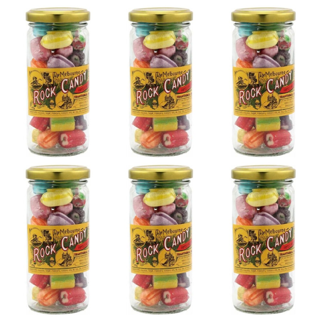 6PK Melbourne Family Assort Rock Candy Sweet Confectionery Lollies 170g Handmade