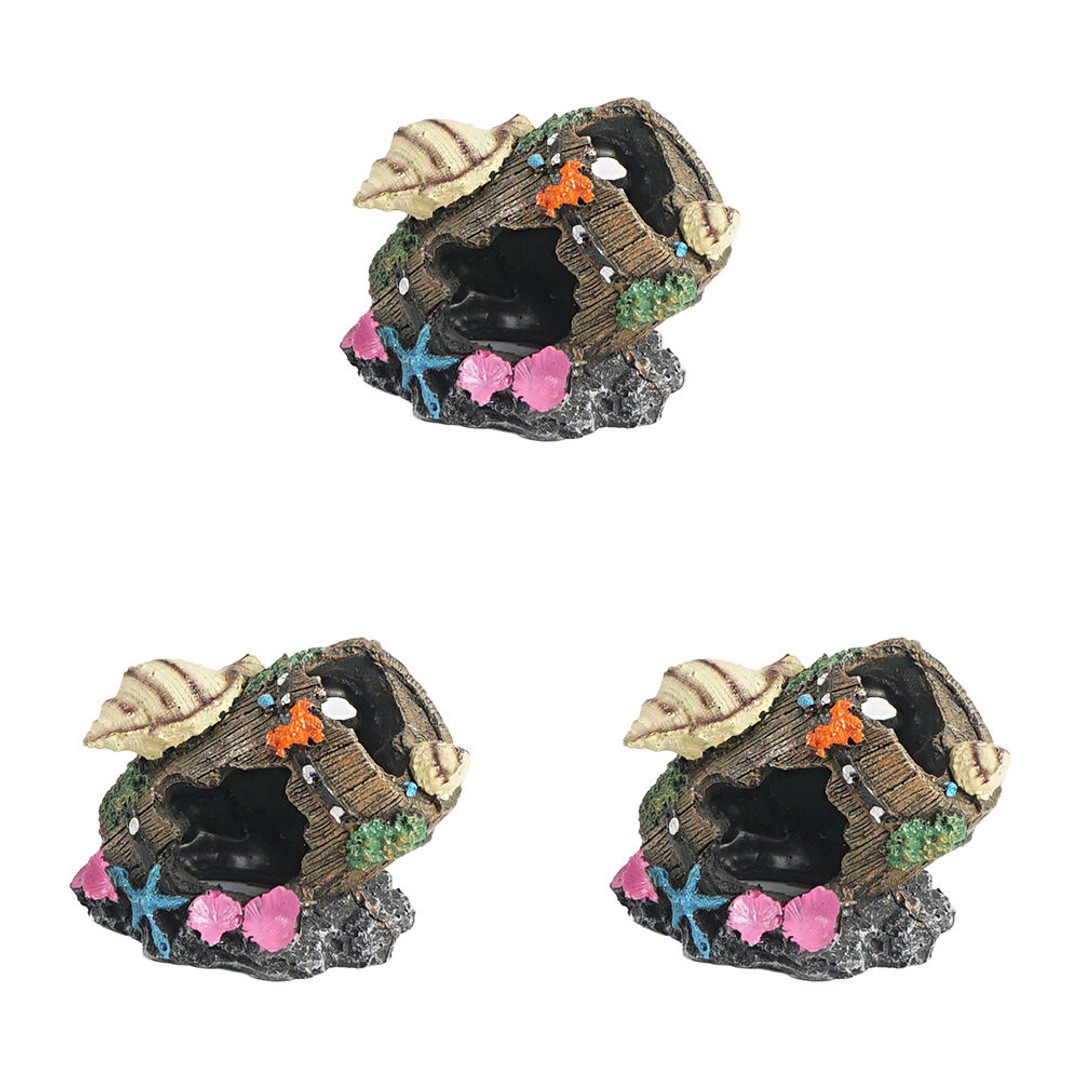 3PK Dudley's World Of Pets Foliage Barrel Aquarium/Tank Decoration Ornament
