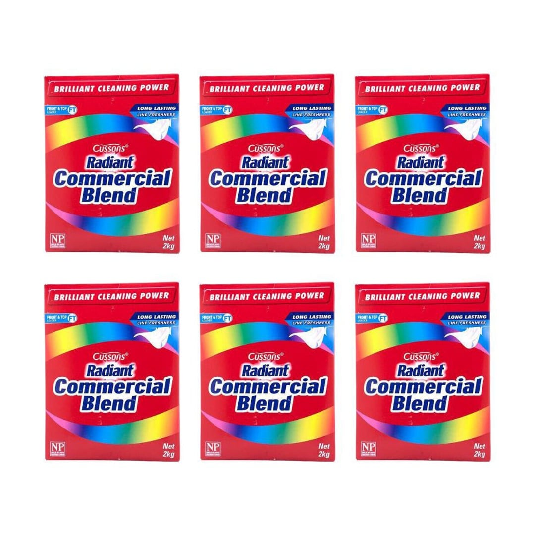 6PK Cussons Radiant Commercial Blend Front/Top Loader Powder 2kg Clean Fresh