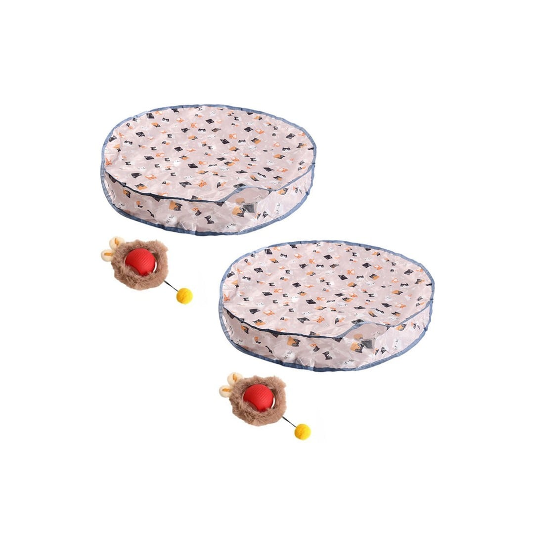2Pcs Interactive Cat Toys Ball Fast Rolling in Pouch Electric Motion Activate Chirping Cat Toy Hide and Seek Mouse Catching Game