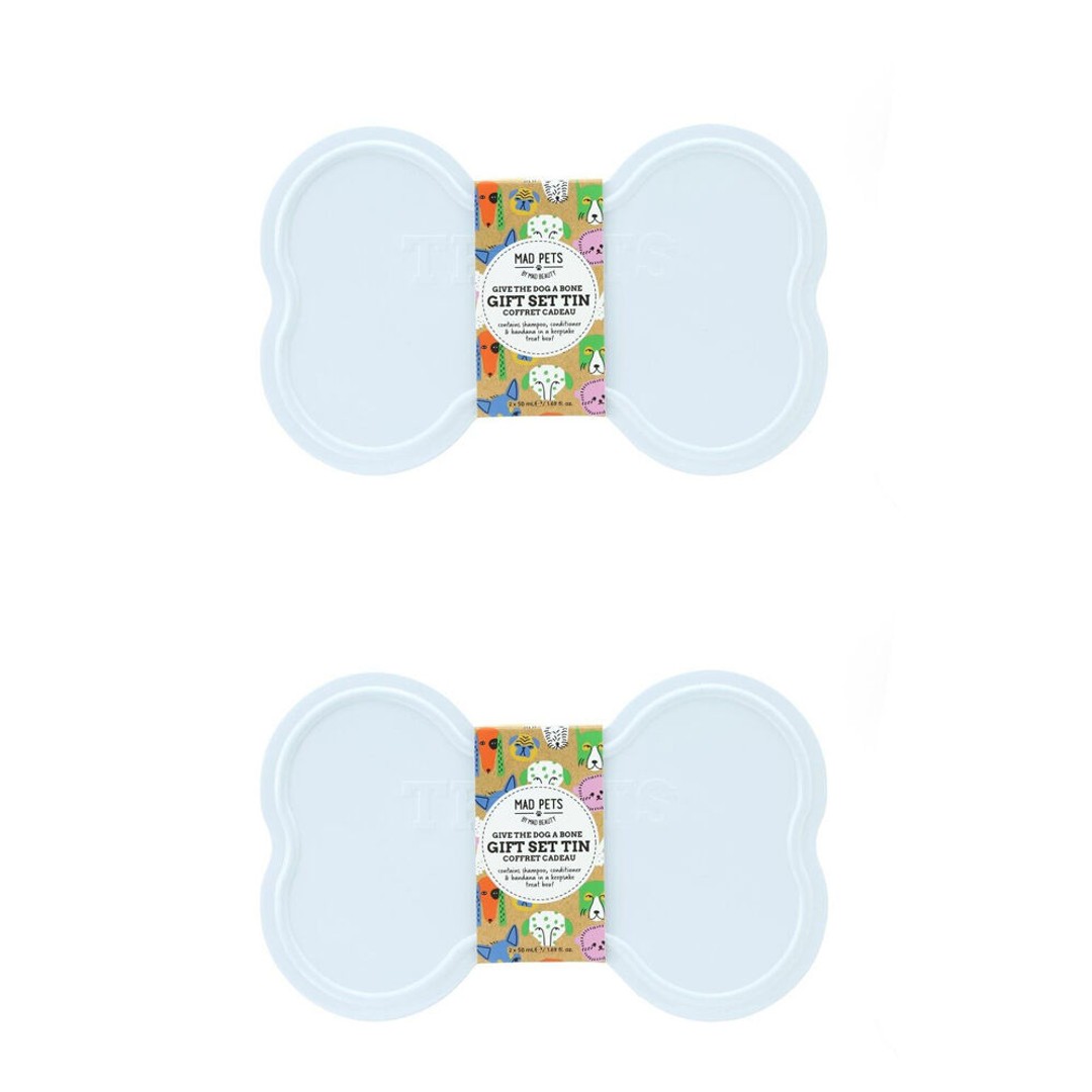2PK Mad Pets Dog Grooming Gift Set Bone Tin 100ml Oatmeal & Chamomile