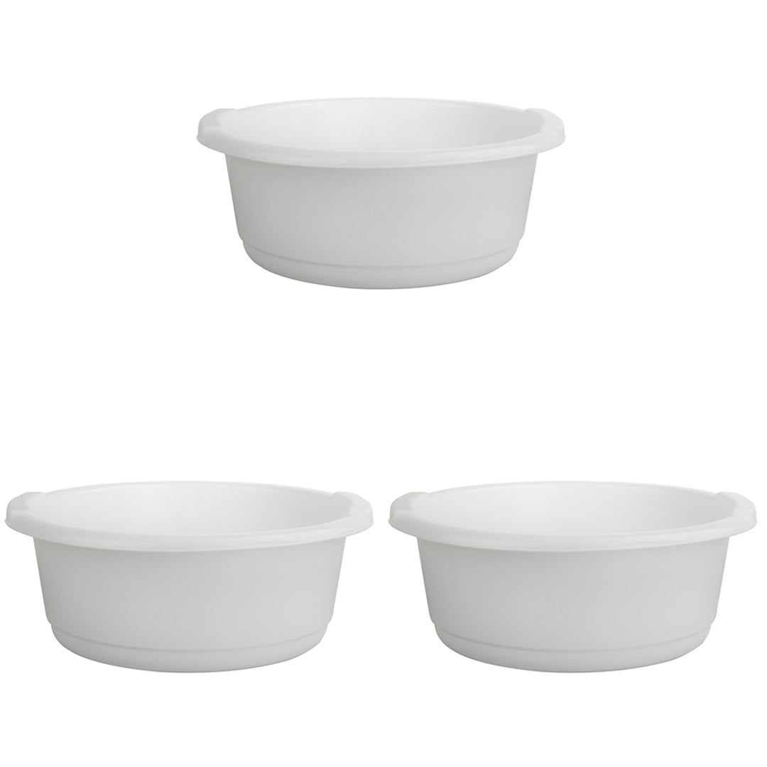 3x Home Leisure Basin Round 6L White Colour Laundry Floor Cleaning Home Set
