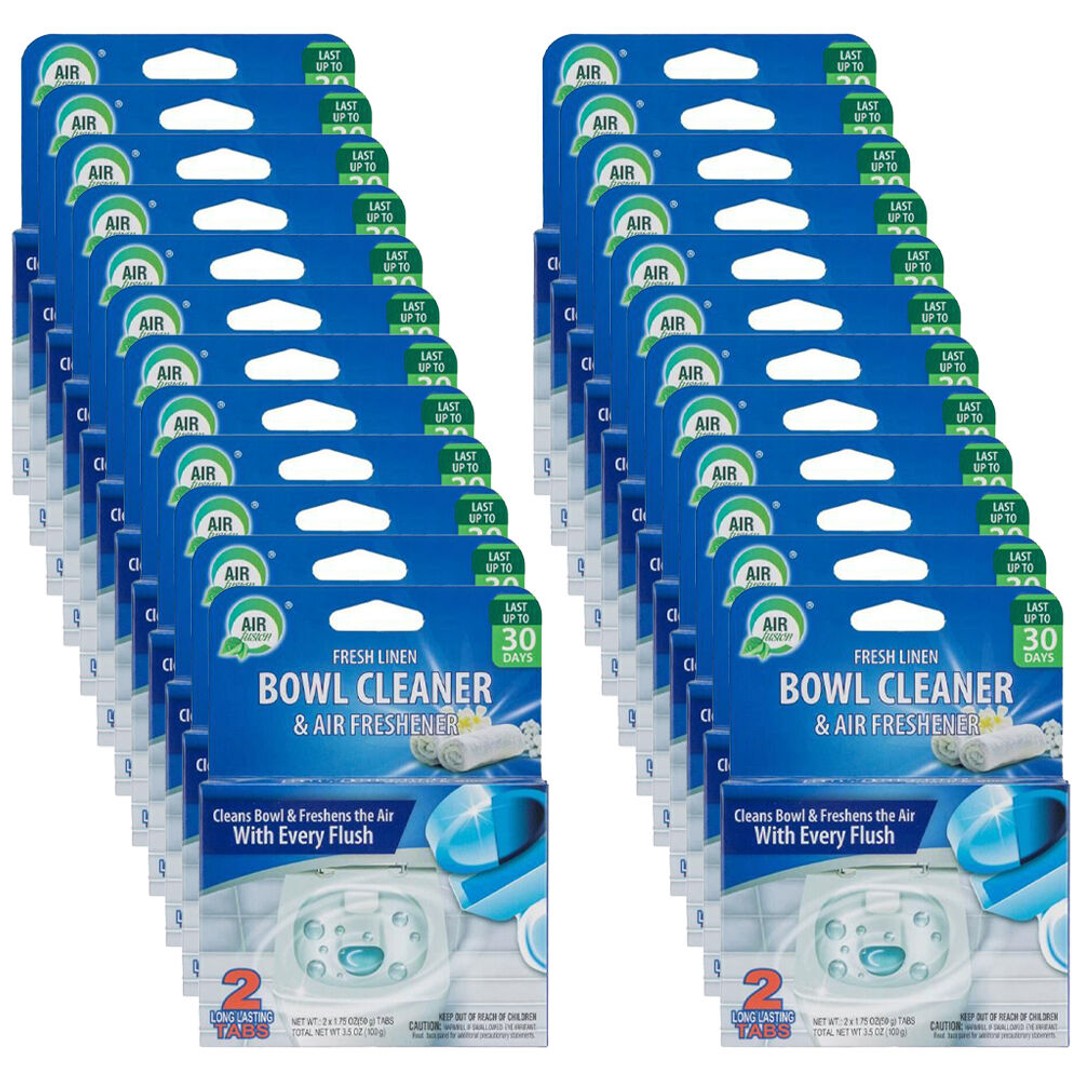 24x 2pc Air Fusion Toilet Bowl Cleaner & Air Freshener Odour Eliminator Linen