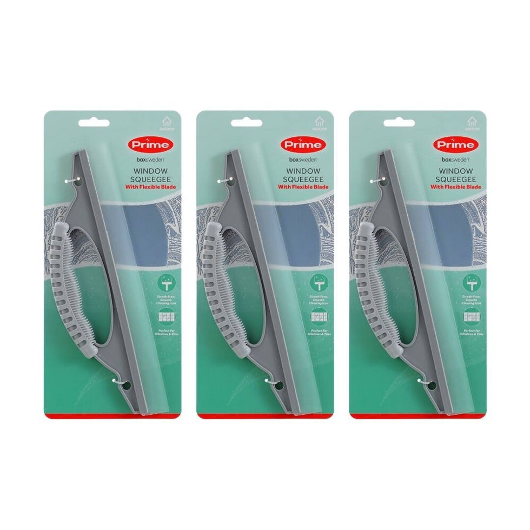3PK Boxsweden Prime Handheld Window Squeegee Flexible Blade Cleaning Assorted
