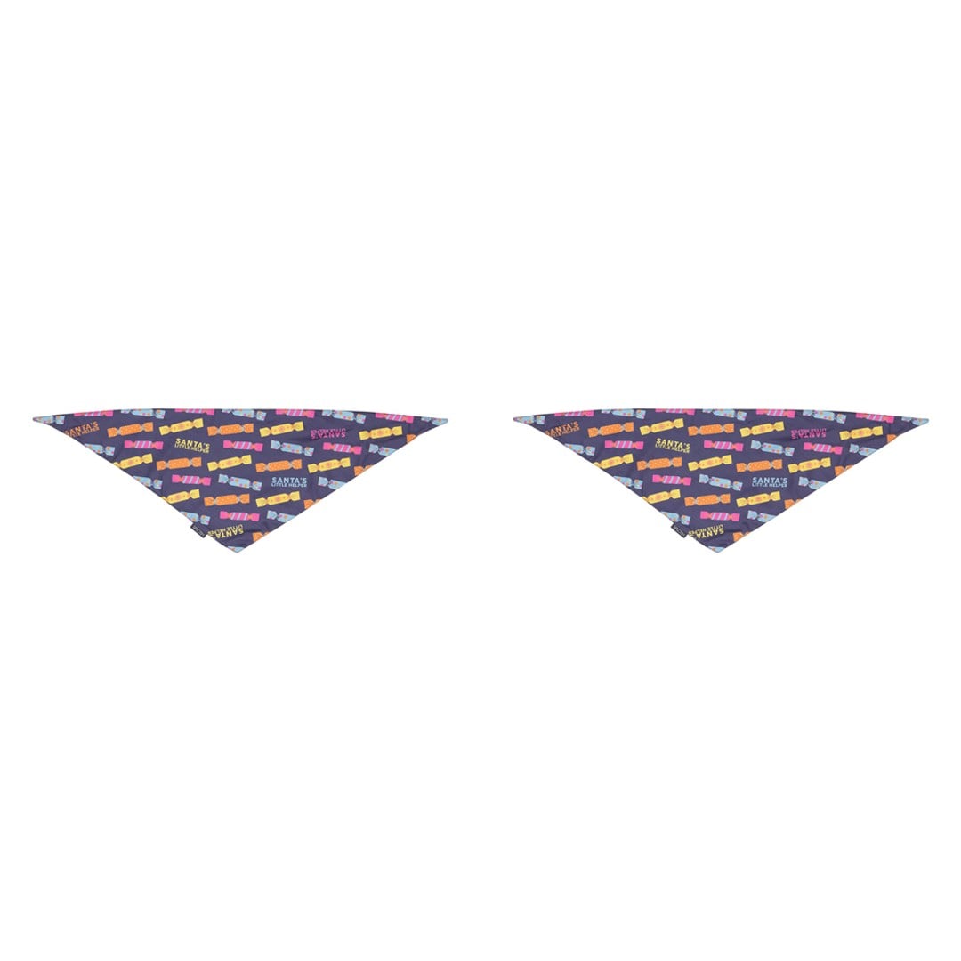 2x Splosh Christmas Crackers Pet Dog Cotton Bandana Neck Collar 70cm Grey/Yellow