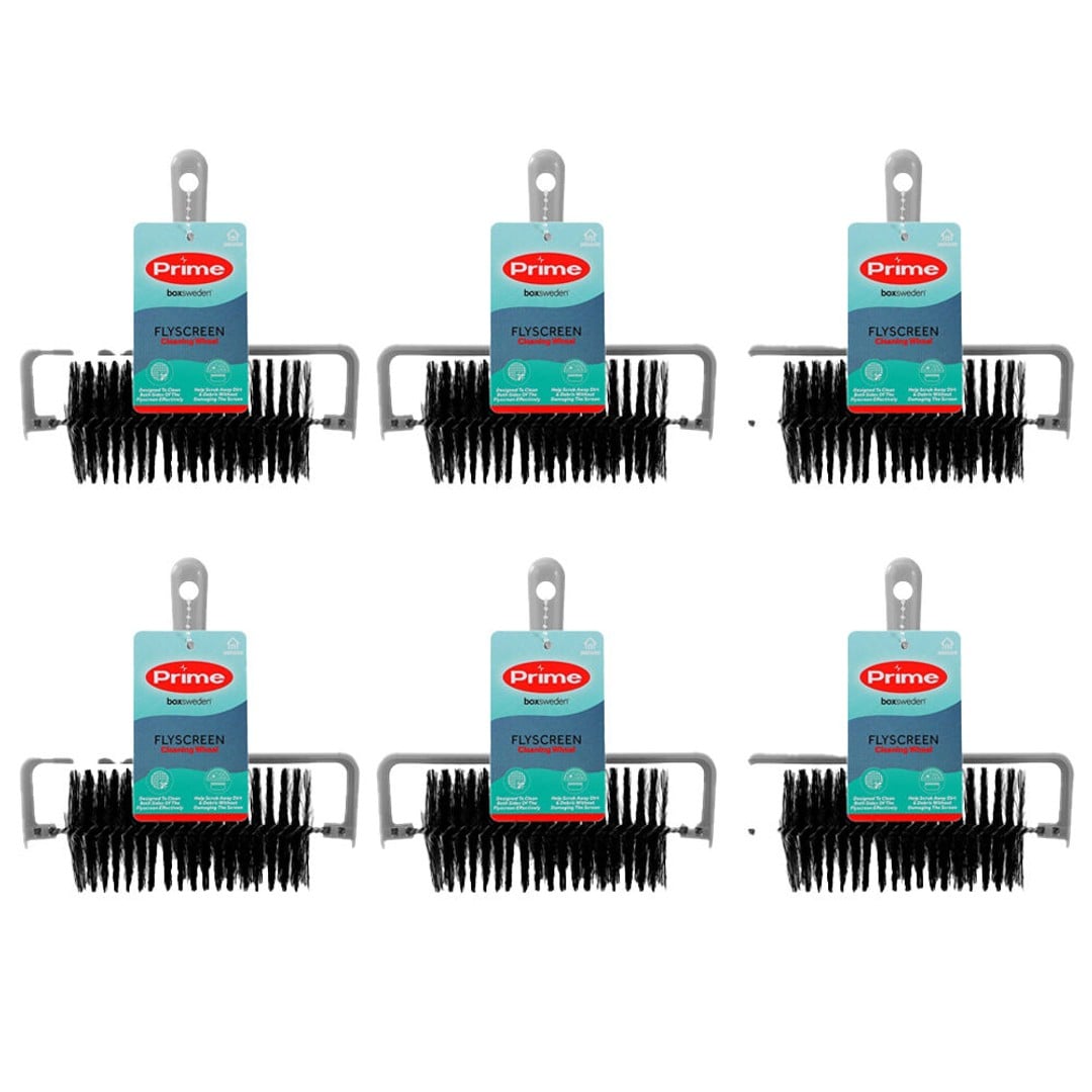 6PK Boxsweden Prime Flyscreen Cleaning Wheel w/ Brush/Comfort Grip Handle Assrtd
