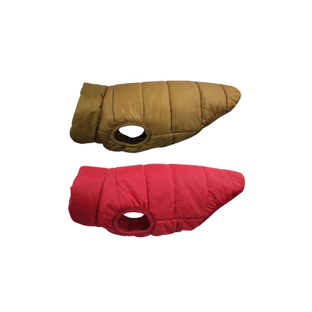 2Pcs Warm Dog Jacket Cold Weather Coat Warm Doggie Clothes Waterproof Dog Vest-Red And Coffee