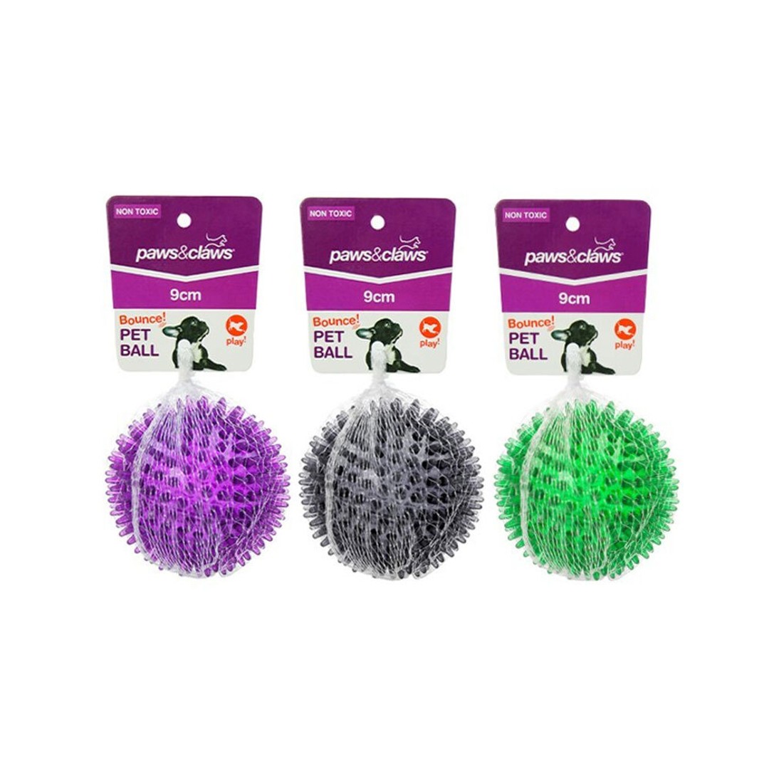 3x Paws & Claws TPR 9cm Spikey Ball Pet/Dog Puppy Chew/Tooth Teething Toy Assort