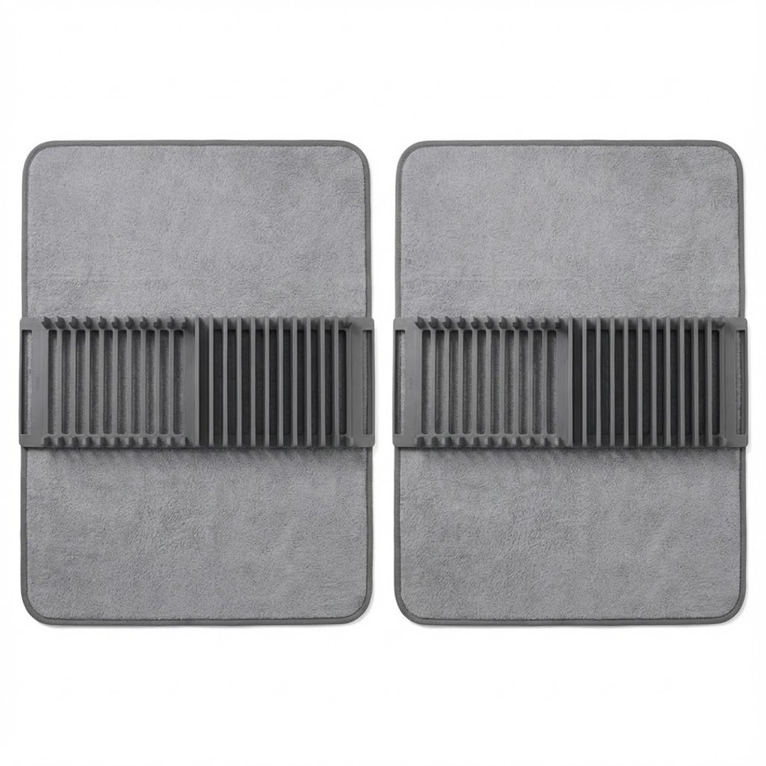2pack Microfiber Dish Drying Mat with Removable Dish Rack Set